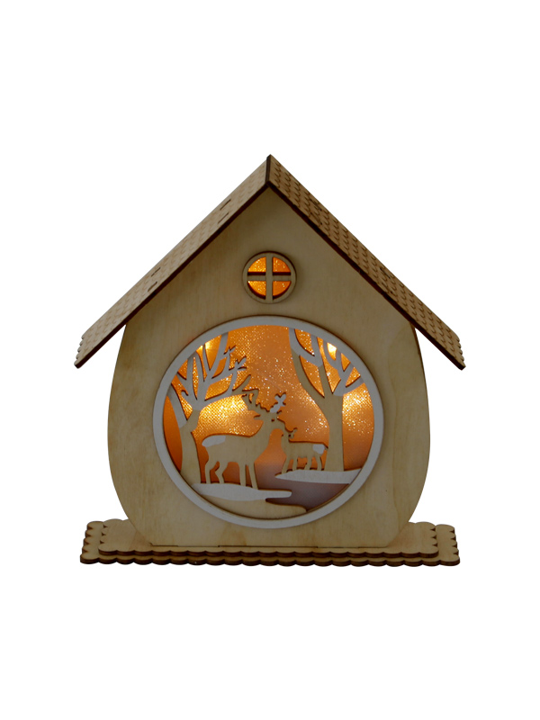 Wooden christmas house lights