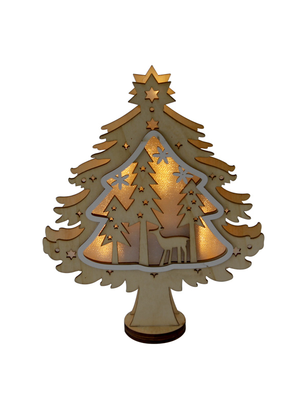 Wooden christmas tree lights