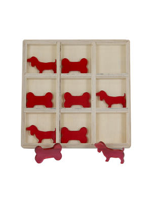 Wooden red puppy nine square grid