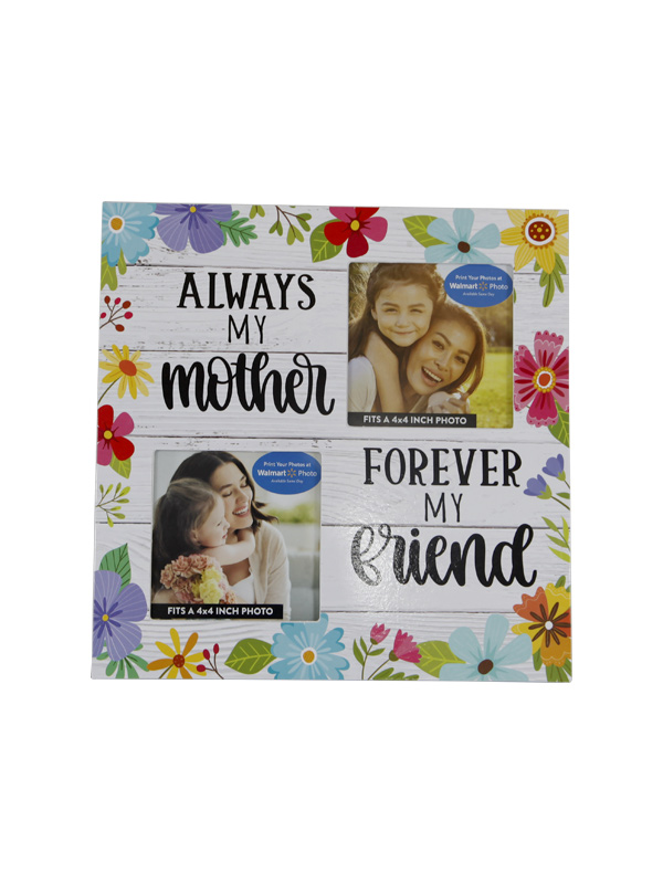 Wooden white pattern border photo frame