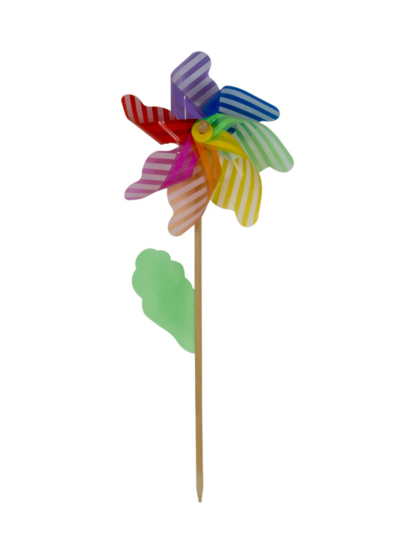Colorful Striped Wooden Pole Children's Windmill