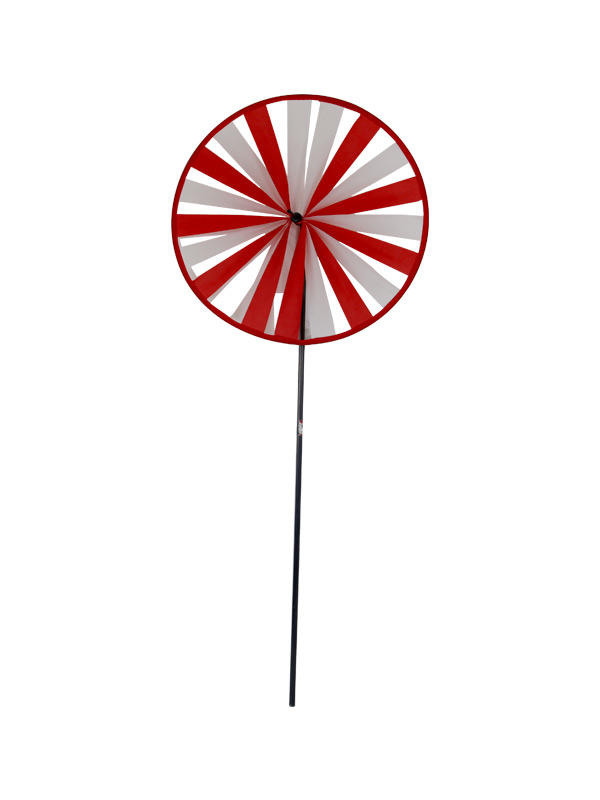 Red White Color Matching Round Wooden Pole Windmill